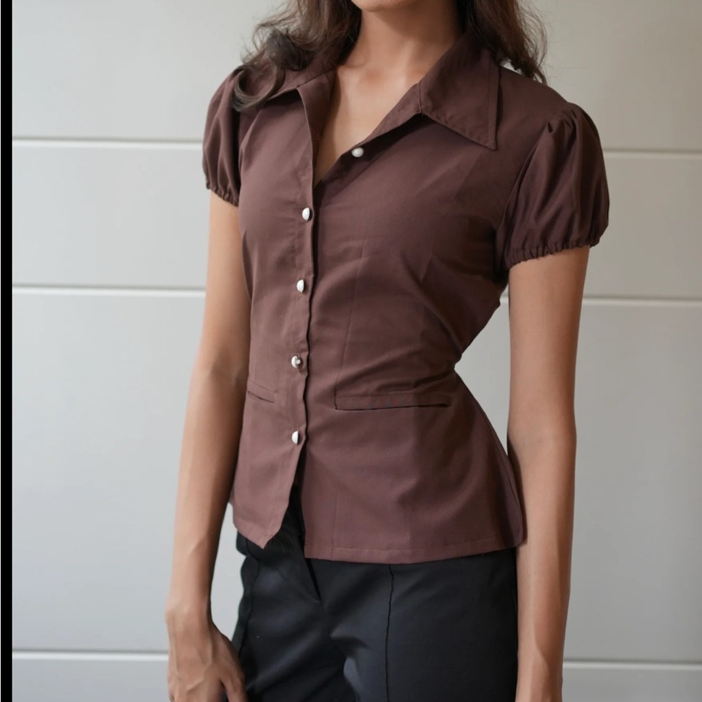 Style & Co Brown Button Shirt